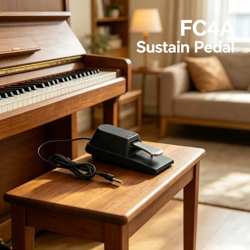 Piano‑Style Sustain Pedal – Universal 1/4″ Plug, 6ft Cable, Compatible with Keyboards & Digital Pianos