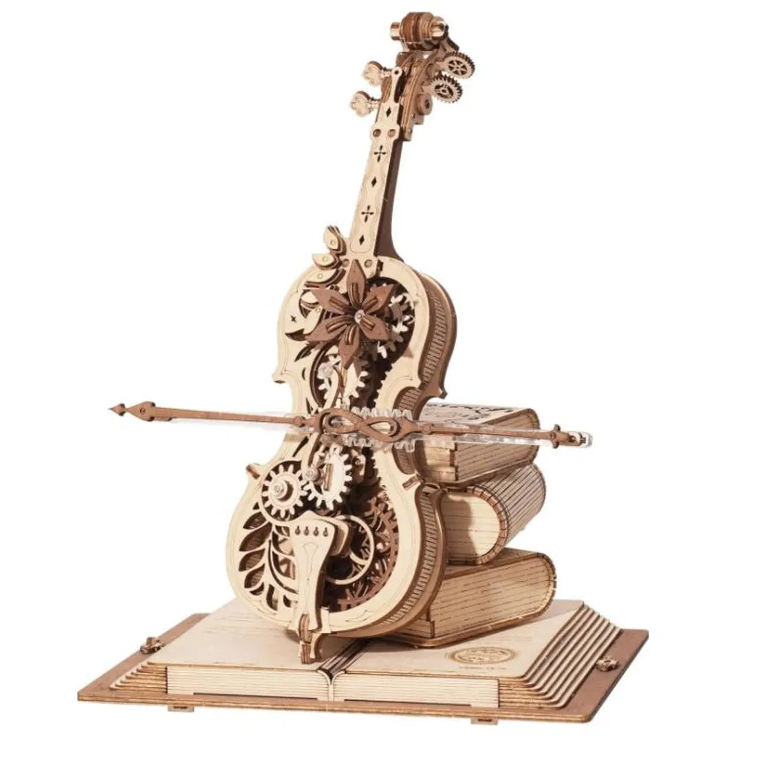 Magic Cello Music Box 3D Wooden Puzzle Mechanical Wind-Up Model