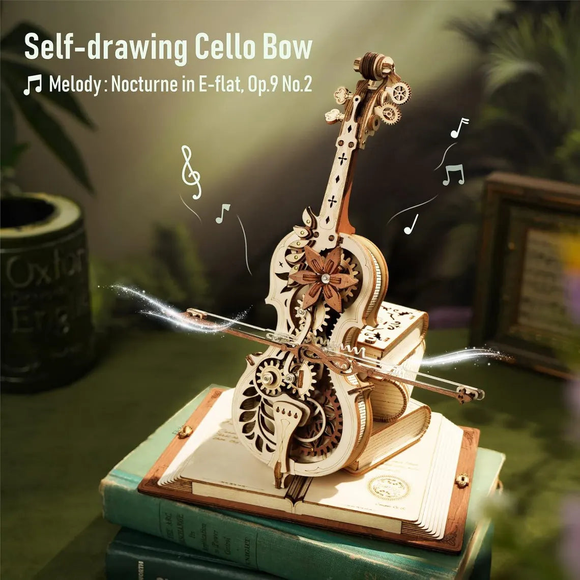 Magic Cello Music Box 3D Wooden Puzzle Mechanical Wind-Up Model