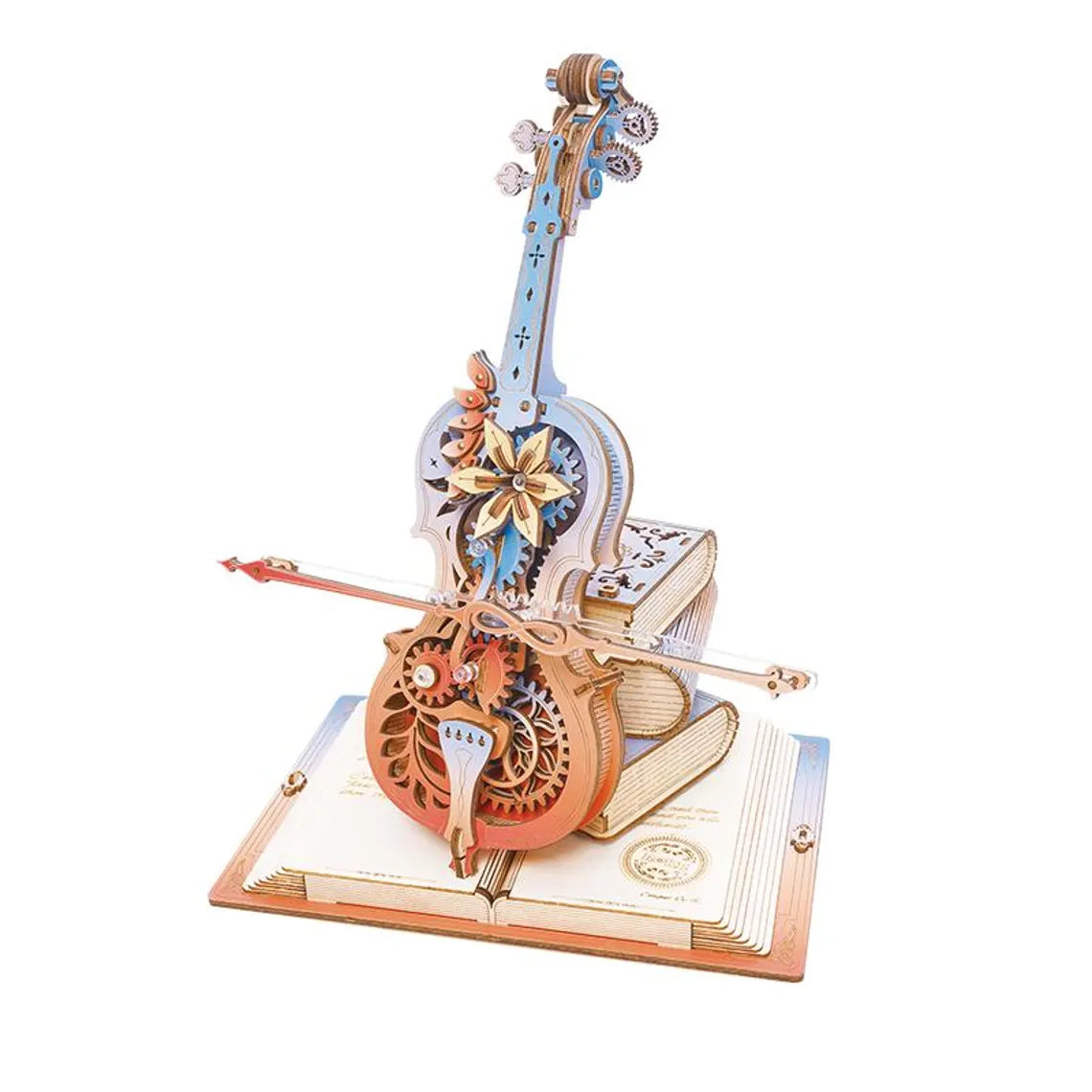 Magic Cello Music Box 3D Wooden Puzzle Mechanical Wind-Up Model