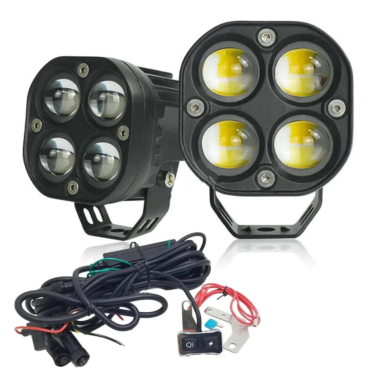 Wiring Kit: 4 LED Fog Lights — High-Brightness Dual-Color (Yellow/White) Fog Lights