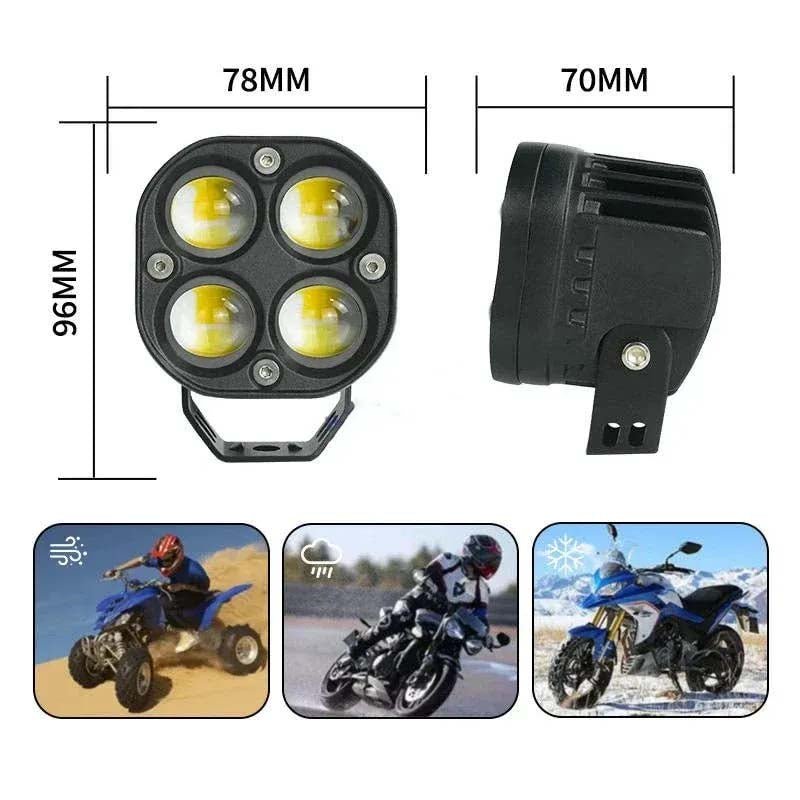 Wiring Kit: 4 LED Fog Lights — High-Brightness Dual-Color (Yellow/White) Fog Lights