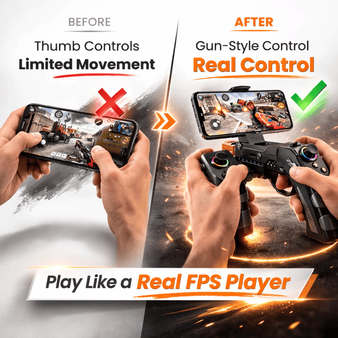 Mobile FPS Controller – Gun-Style Bluetooth Gaming Controller