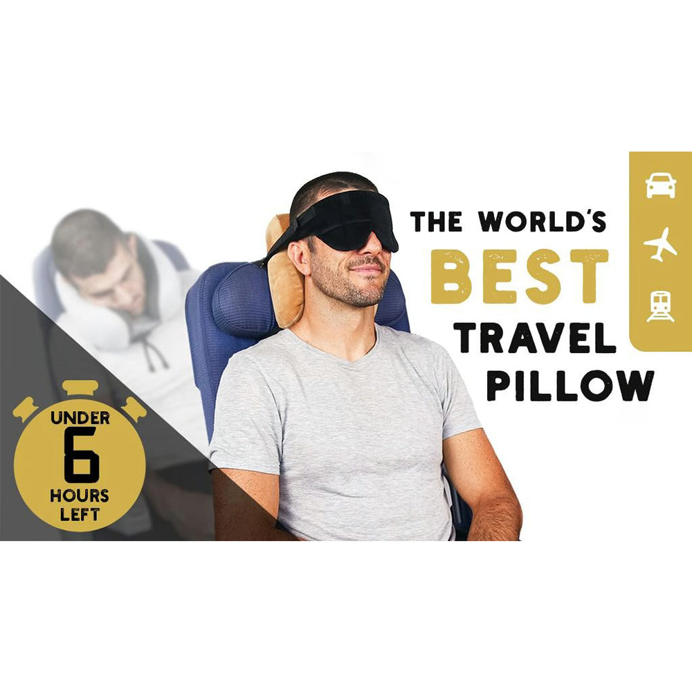 Travel Pillow with Eye Mask – Seat-Attached Support, Light Blocking, Travel Sleep Comfort