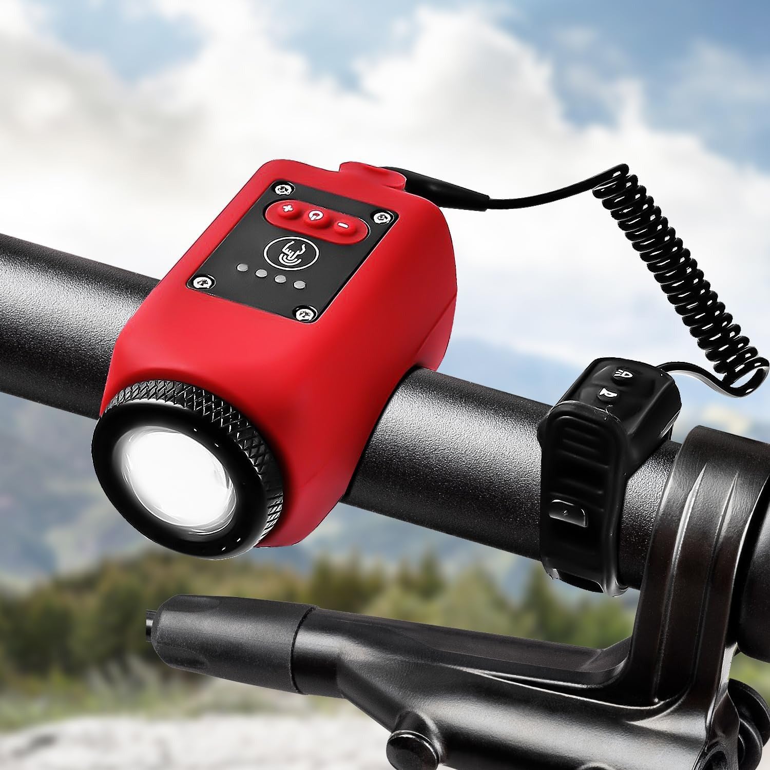 Mountain bike electronic horn bell with wide-range floodlight