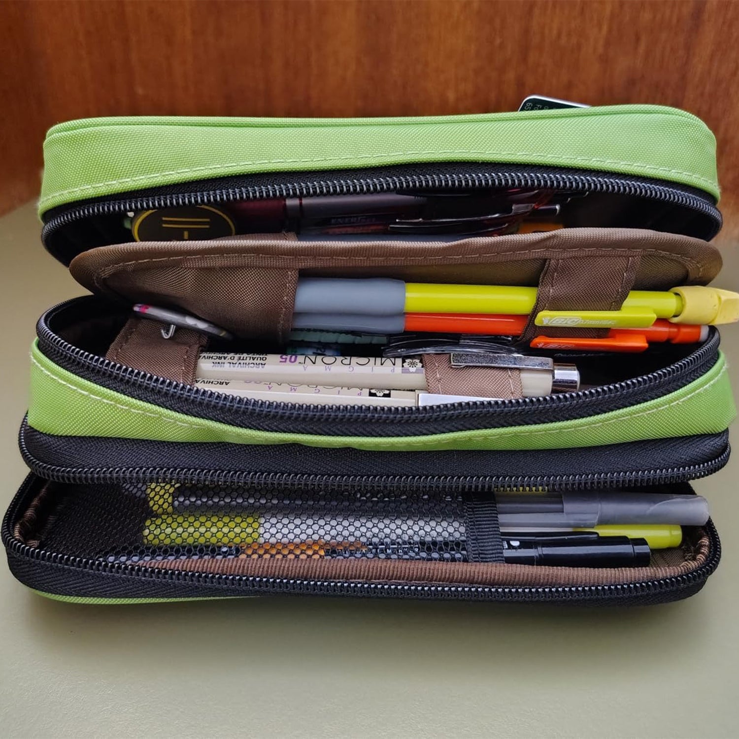 Triple-Zipper Book-Style Pencil Case – Large Capacity Organizer for Stationery, Travel & Daily Essentials