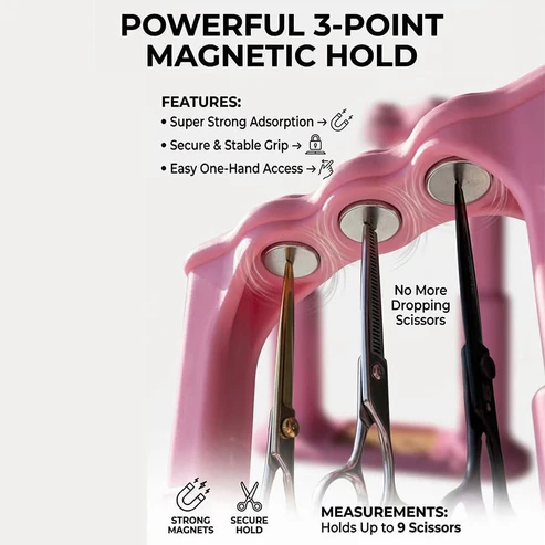 Magnetic Scissors Organizer – Holds 9 Pairs, Modern Design, No Clips or Hooks