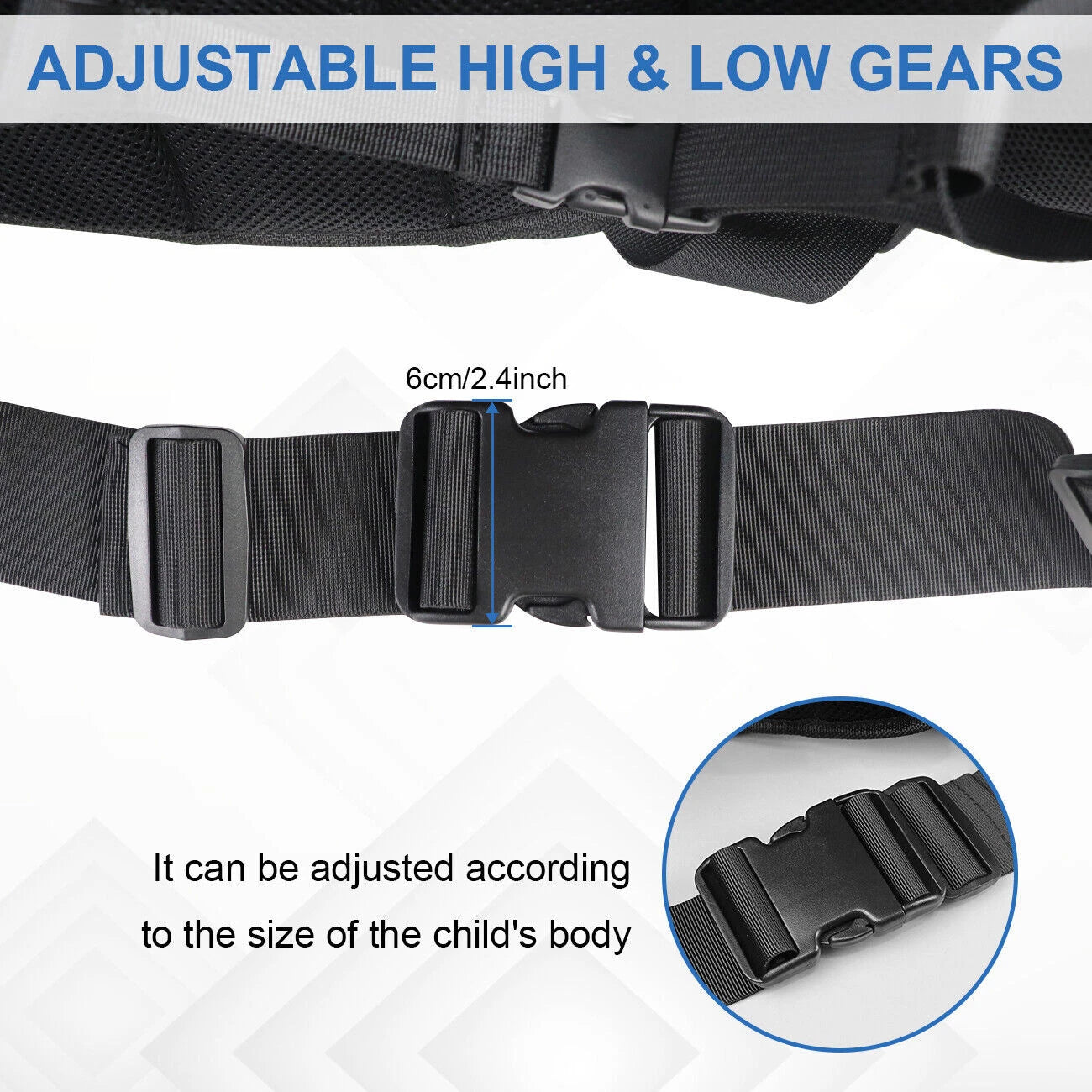 Child Motorcycle Safety Harness – Black with Waist Padding & Breathable Material