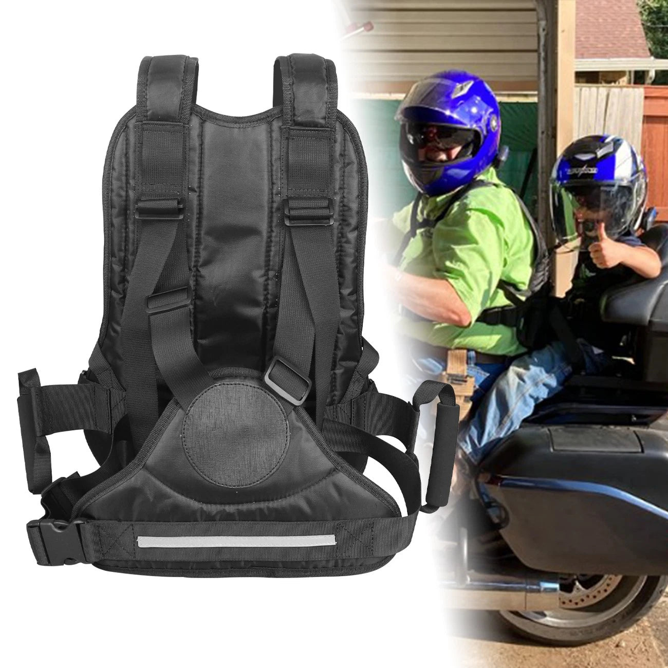 Child Motorcycle Safety Harness – Black with Waist Padding & Breathable Material