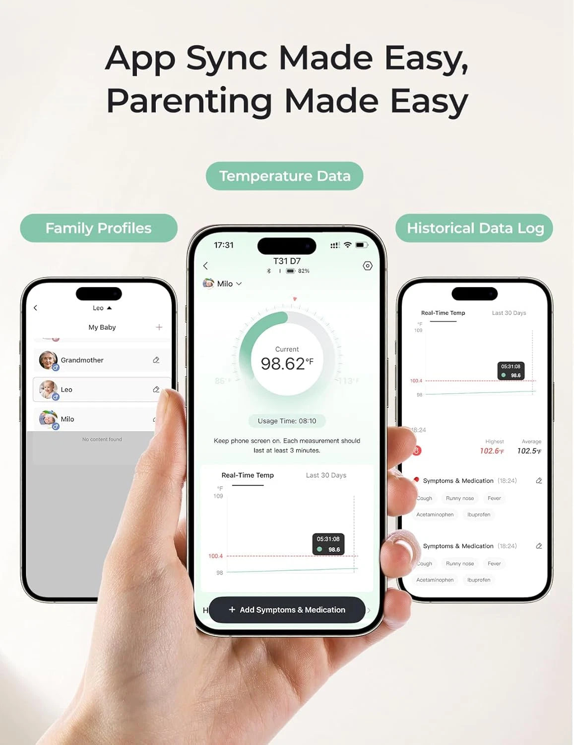 Wearable digital thermometer for babies