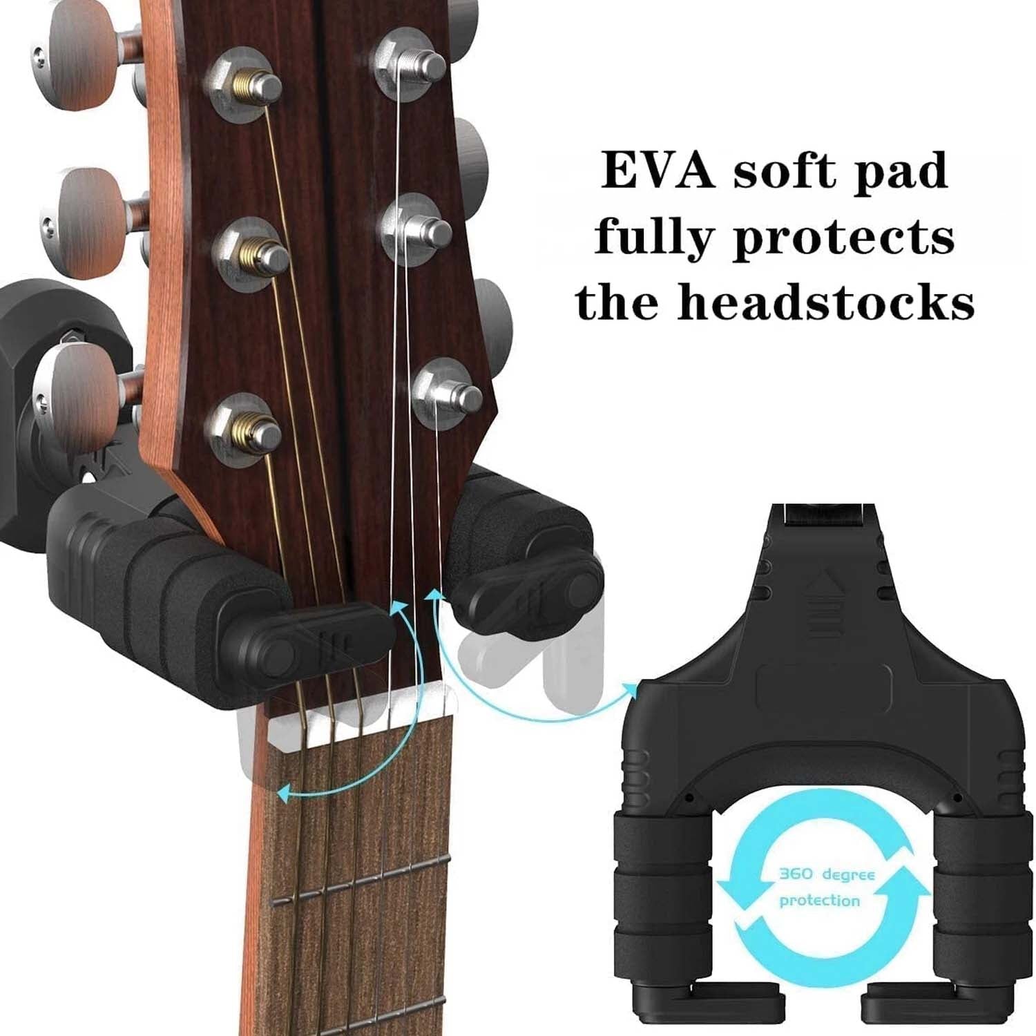 Auto-Locking Wall-Mounted Guitar Hanger — Compatible with All Headstocks and Necks