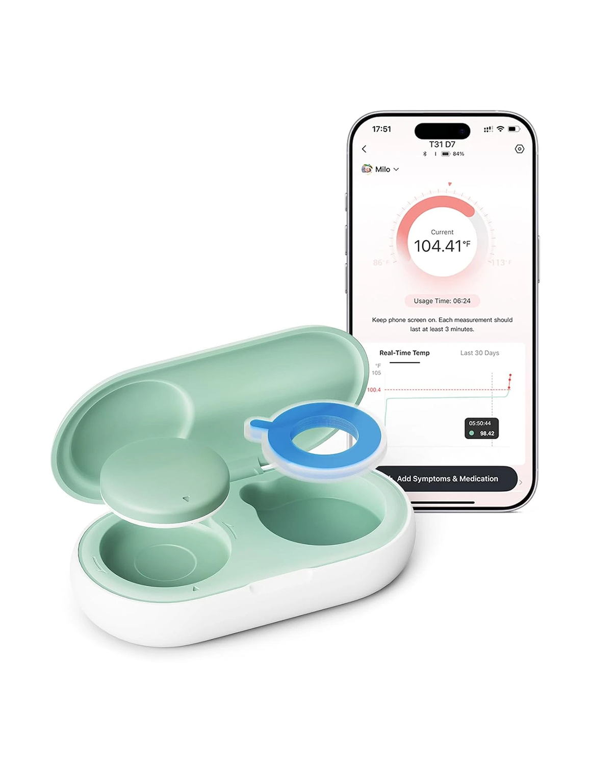 Wearable digital thermometer for babies
