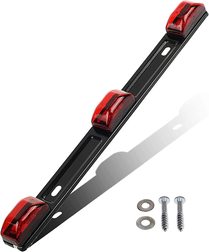 14.17" Red LED Truck Trailer Identification Light Bar – Smoked Lens with Black Stainless Steel Bracket 🚛🔴