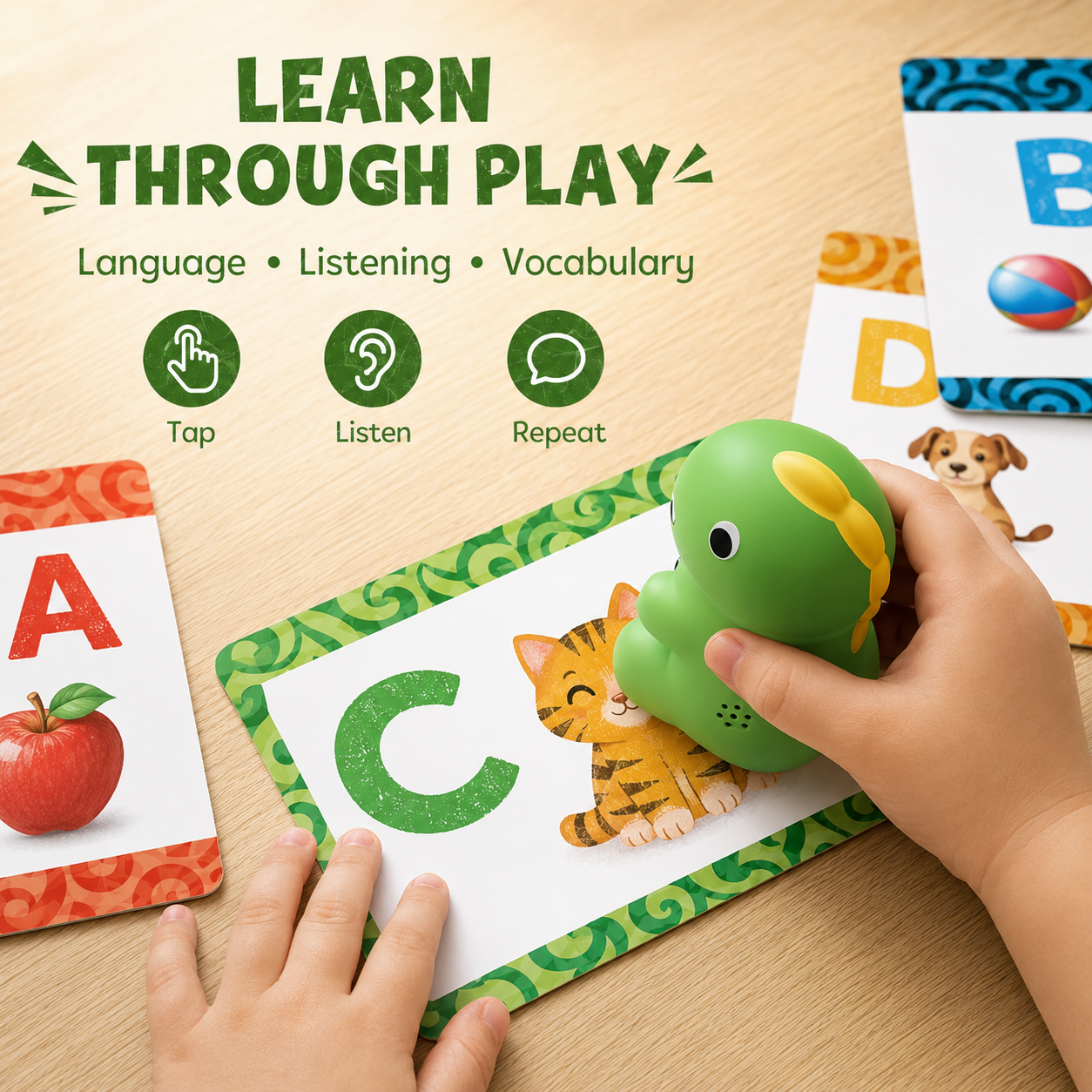 Dinosaur Talking Learning Pen & Phonics Card Set