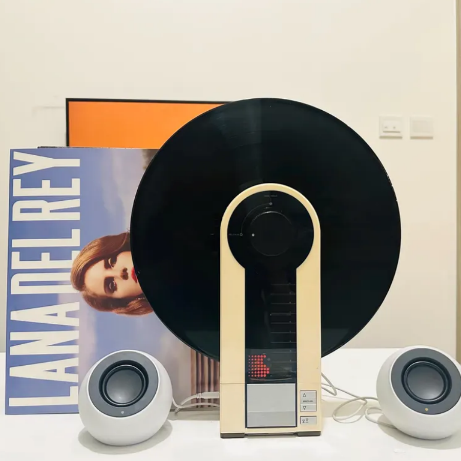 Vintage Vertical Turntable with Linear Tracking