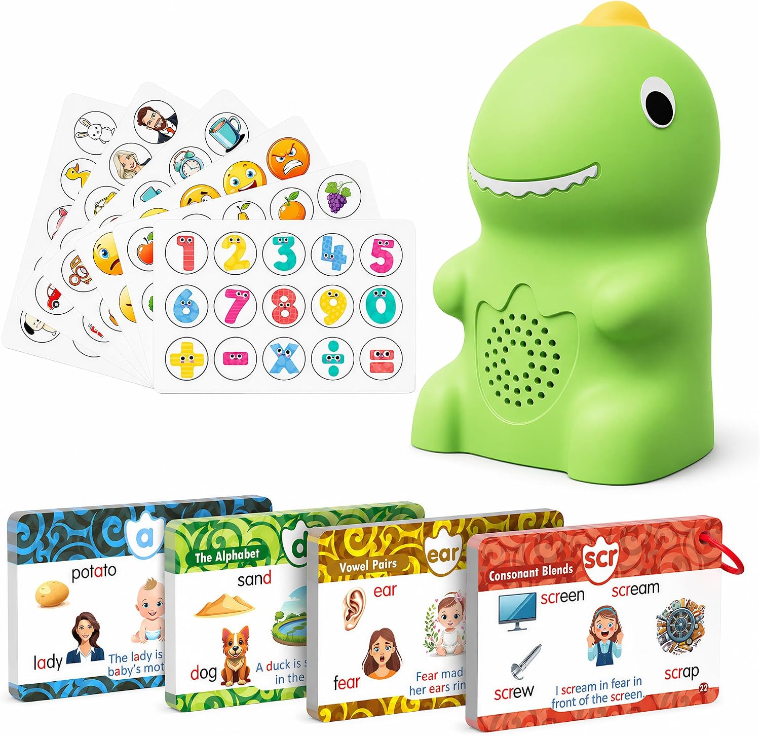 Dinosaur Talking Learning Pen & Phonics Card Set