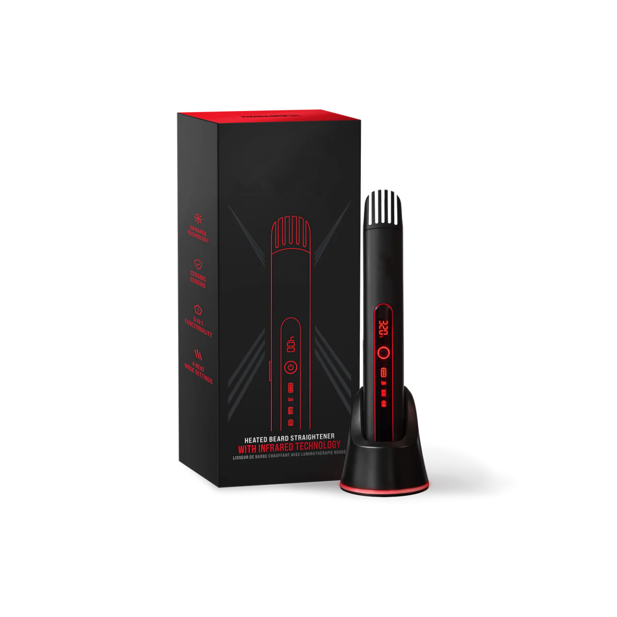 Professional Beard Straightener – 5-in-1 Styling Tool with Dual Battery & Infrared Technology 🧔✨