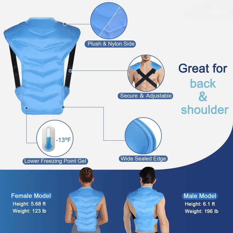 Large Ice Pack for Shoulder and Back – Reusable Full Back Cold Compression Wrap