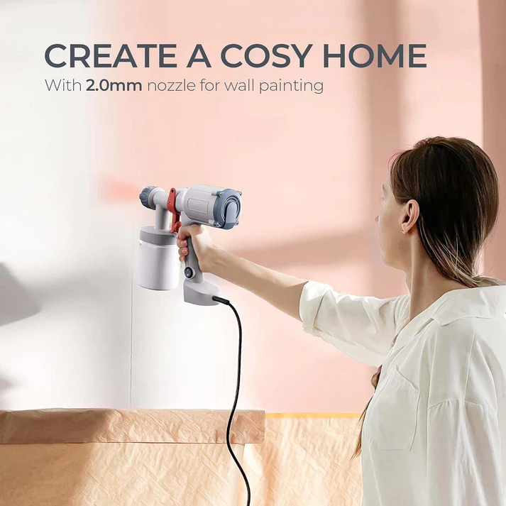 Upgraded ultralight electric spray gun with 3 spraying modes.