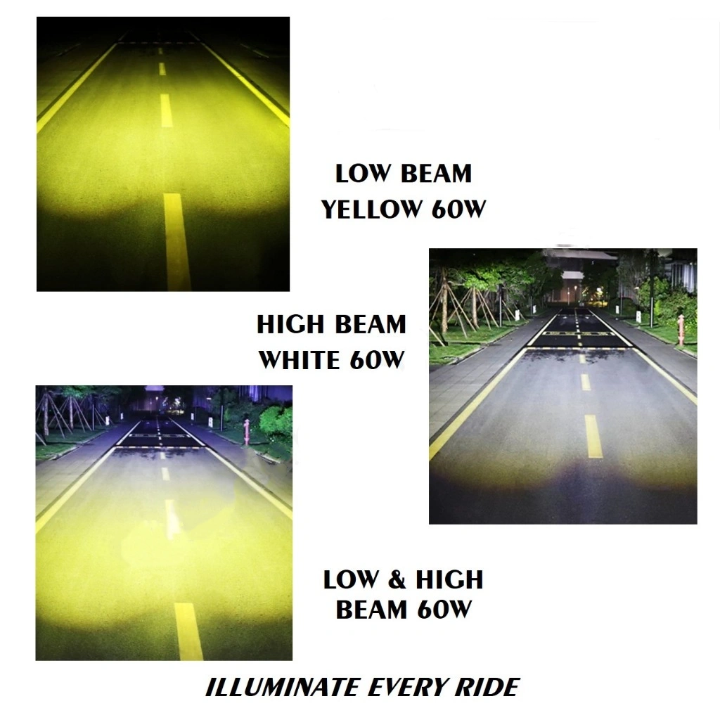 Mini LED Motorcycle Spotlight : 60W — Dual Color — IP67