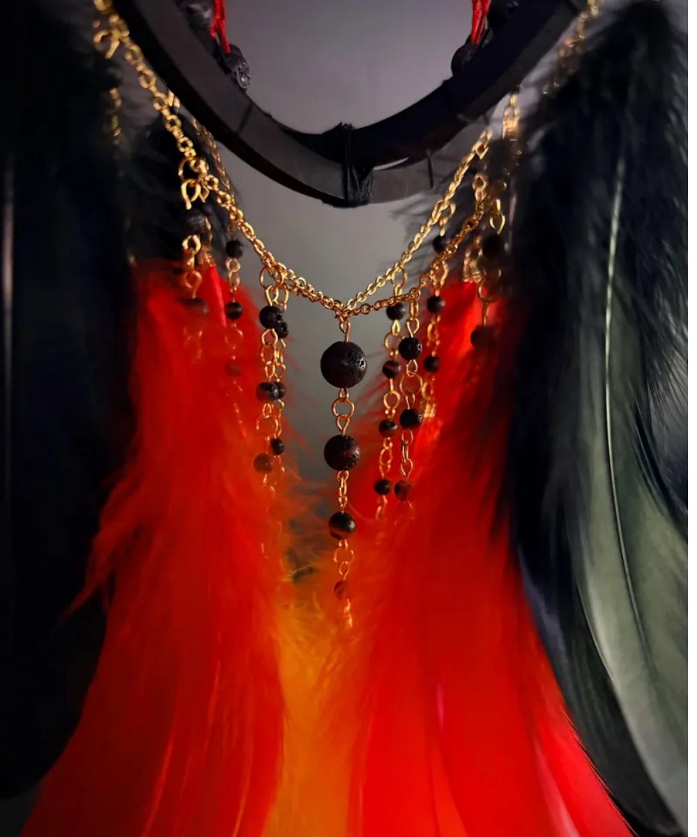 Gothic Dream Catcher  Witchy Wall Hanging with Feathers