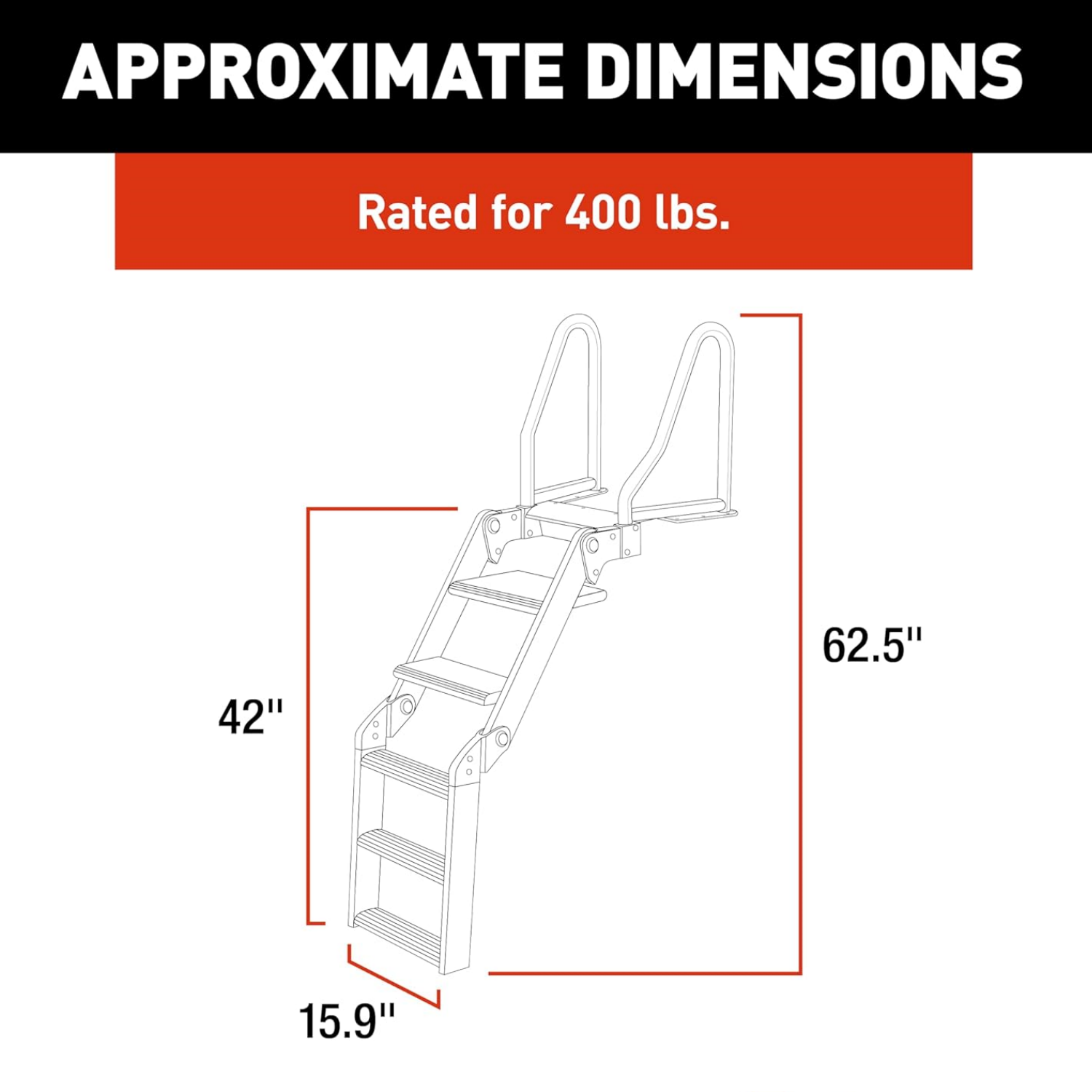 Pontoon Ladder with Slip-Resistant Steps & 400 lbs Capacity