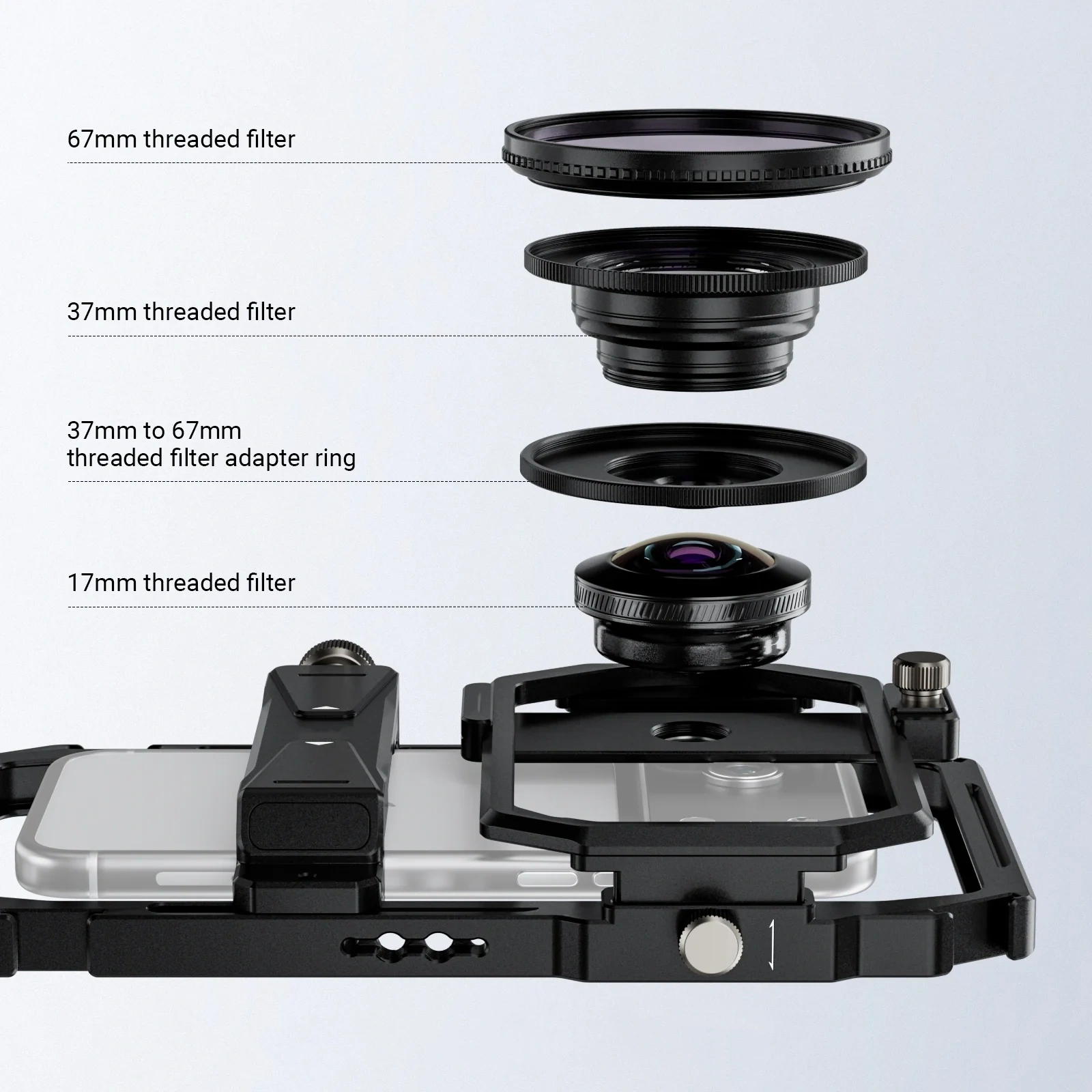 Phone Cage with 17mm Lens Mount & Filter Adapter