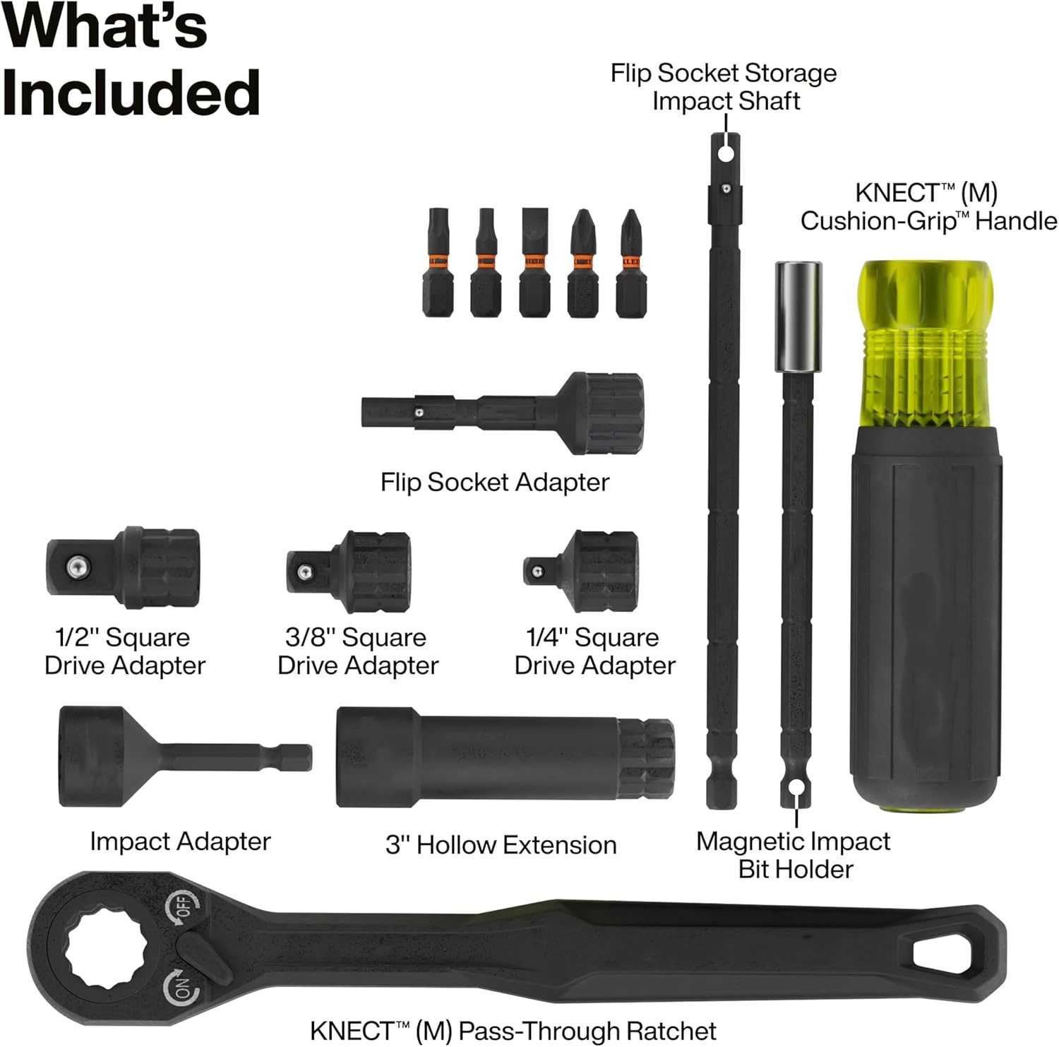 Pass-Through Socket Wrench Set with 90-Tooth Ratchet