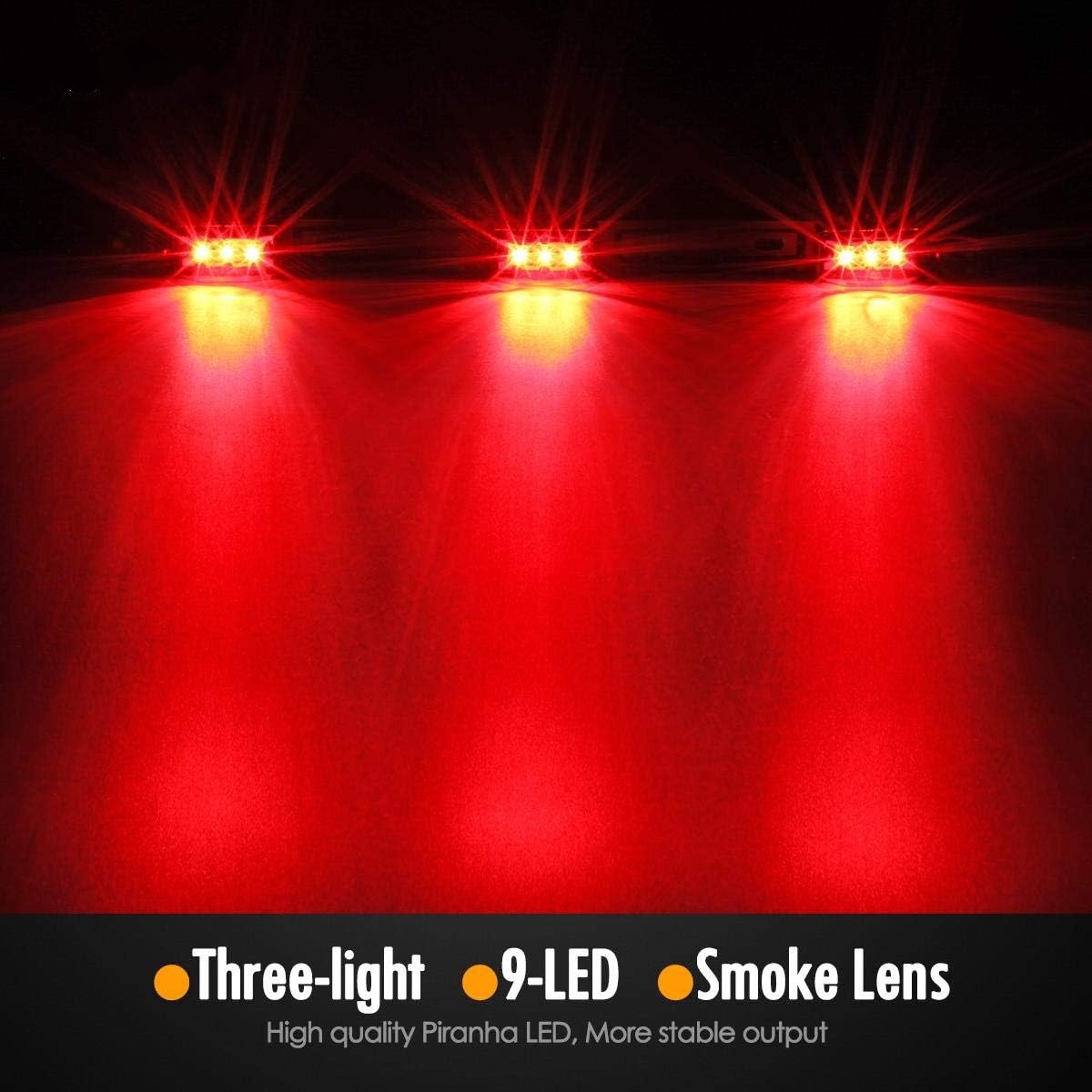 14.17" Red LED Truck Trailer Identification Light Bar – Smoked Lens with Black Stainless Steel Bracket 🚛🔴