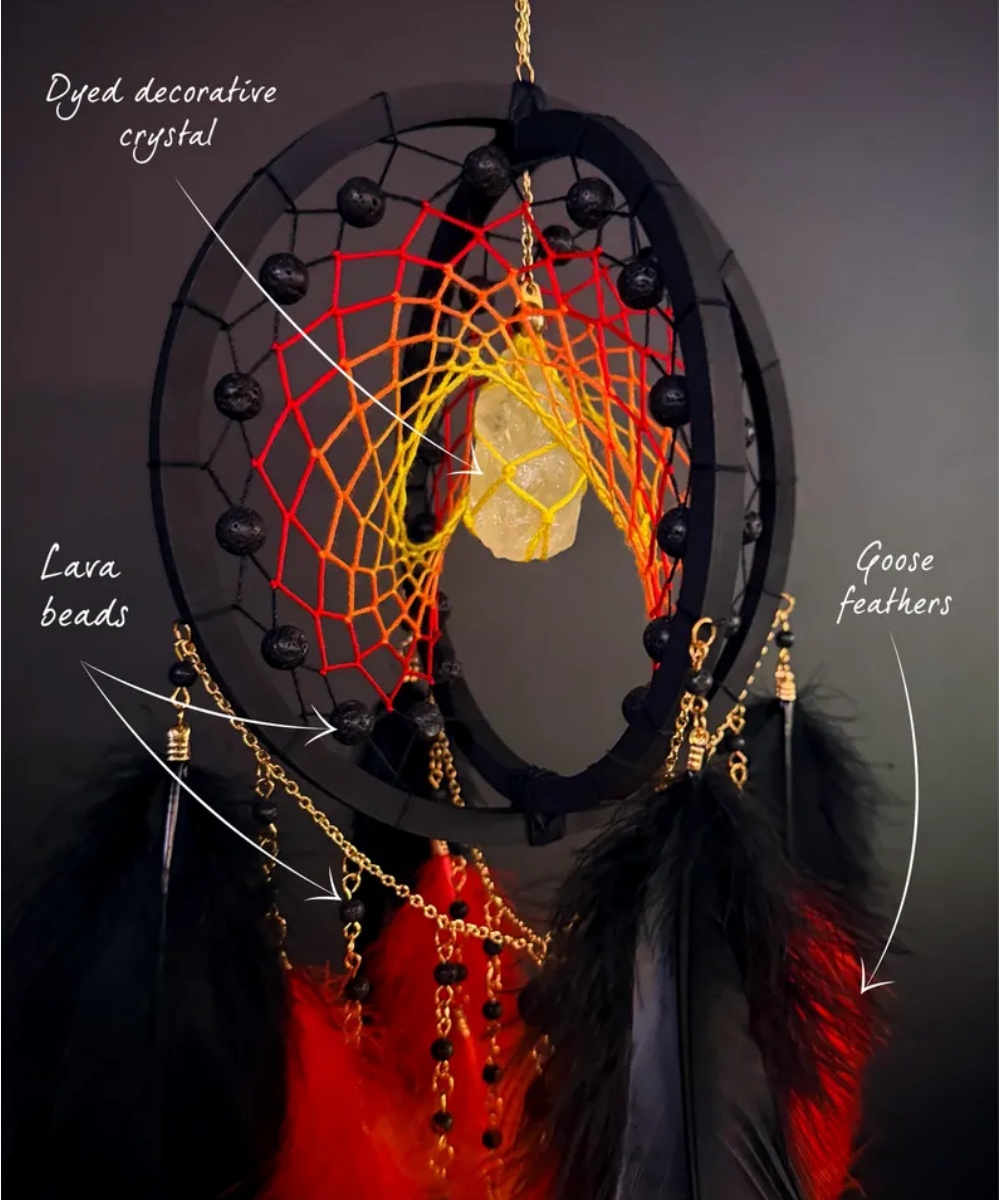 Gothic Dream Catcher  Witchy Wall Hanging with Feathers