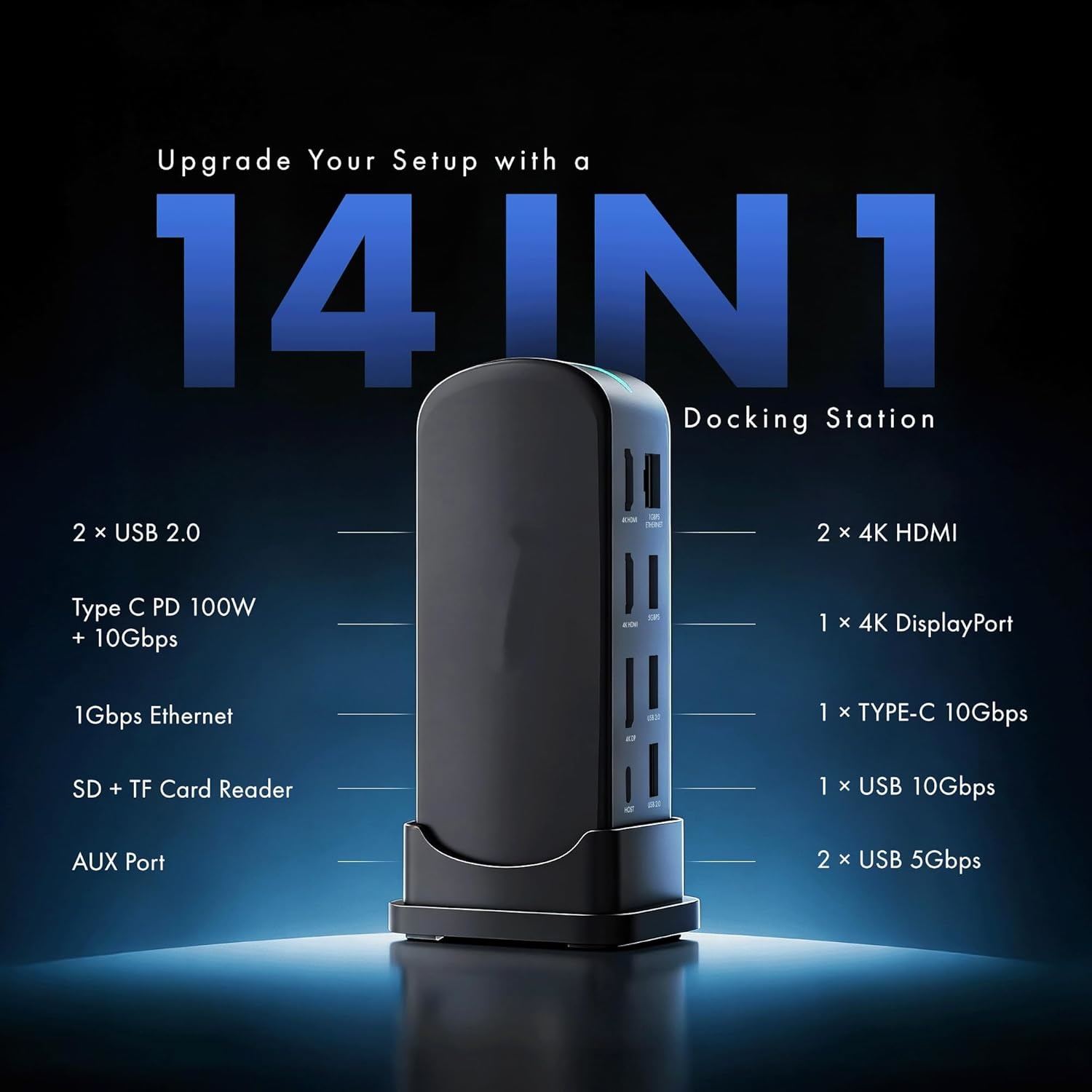 14-in-1 Docking Station  Triple 4K Display & 100W PD