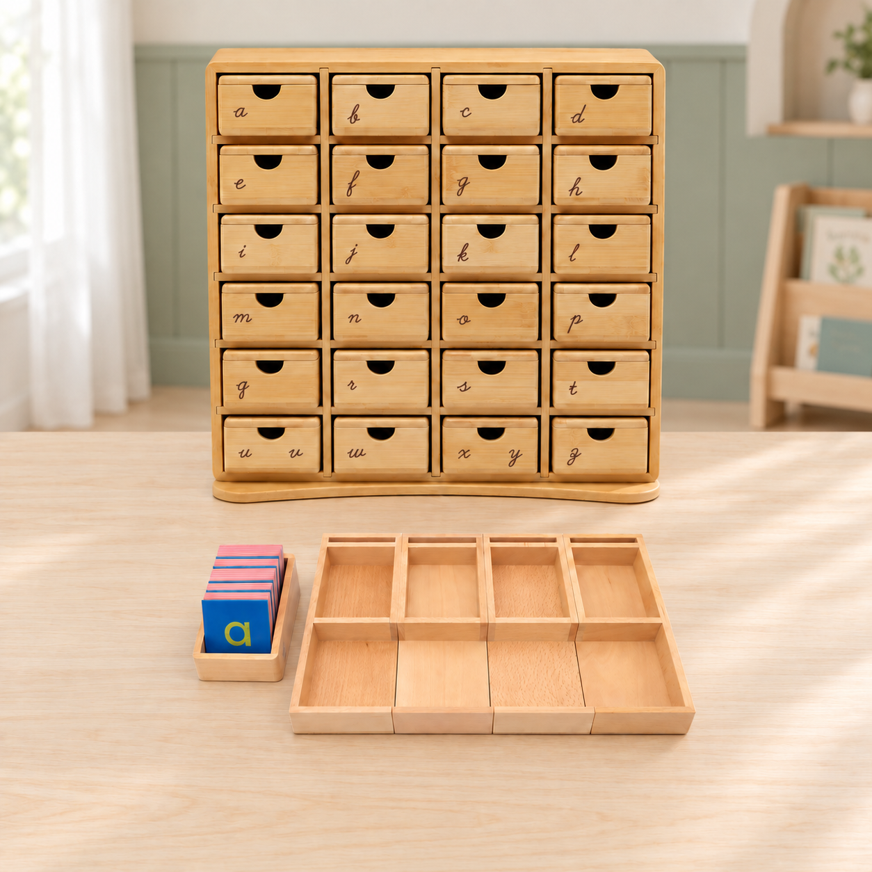 Montessori Phonics Cabinet with 120 Miniature Objects