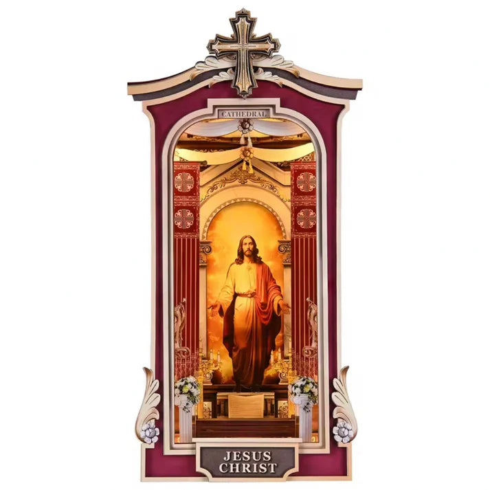 Mini Cathedral Book Nook – Wooden Puzzle with LED Bookend