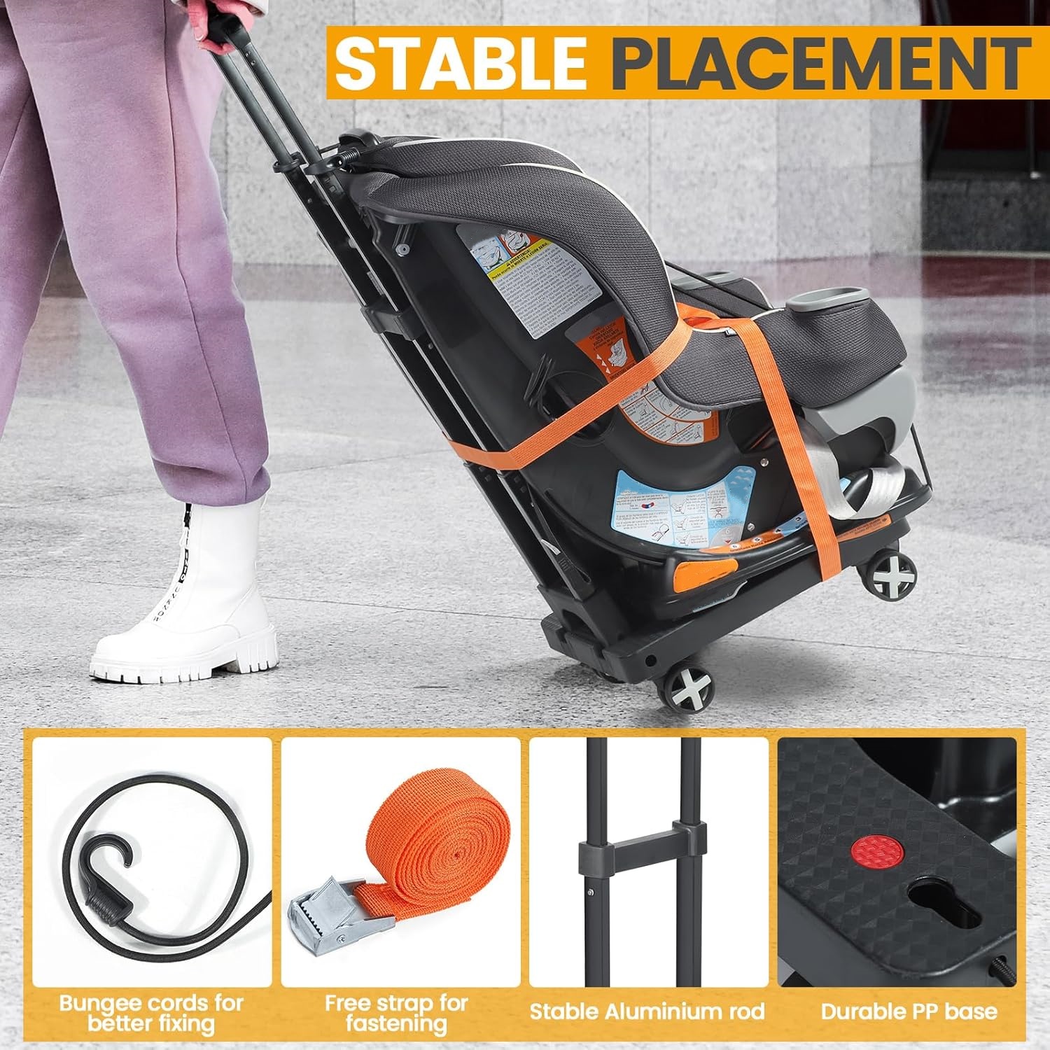 Car Seat Travel Bag with Wheels & Backpack Straps