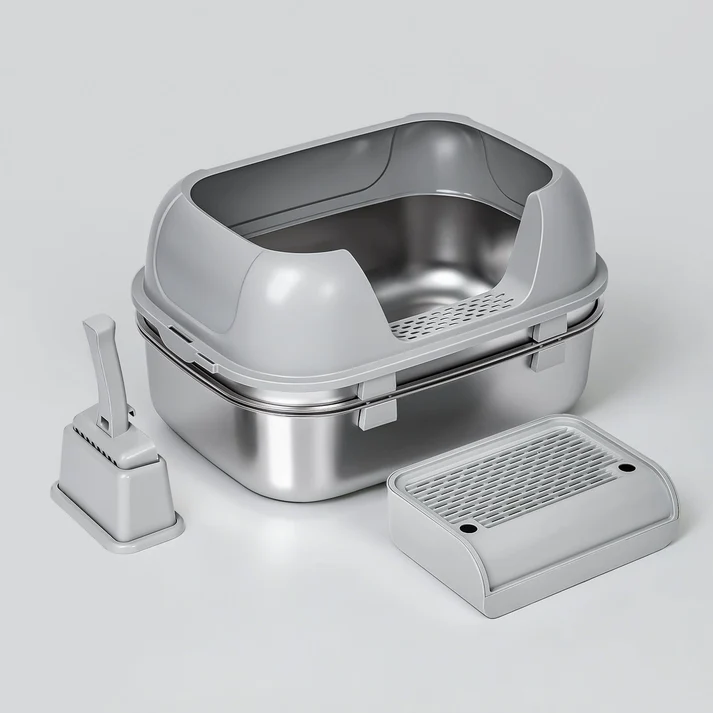 XL Triple-Tray Stainless Steel Sifting Litter Box