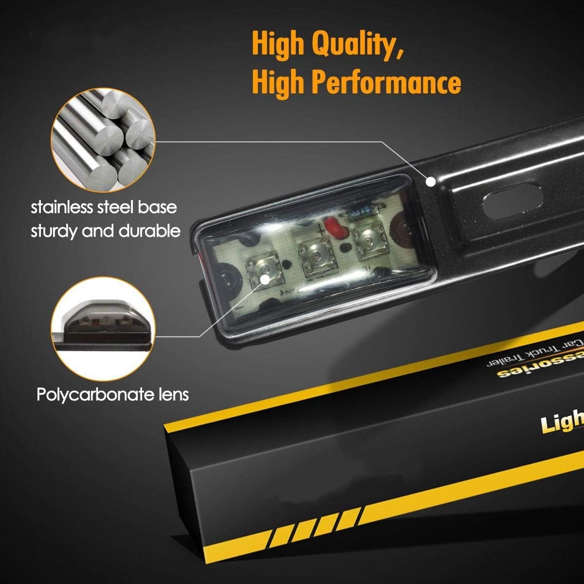 14.17" Red LED Truck Trailer Identification Light Bar – Smoked Lens with Black Stainless Steel Bracket 🚛🔴