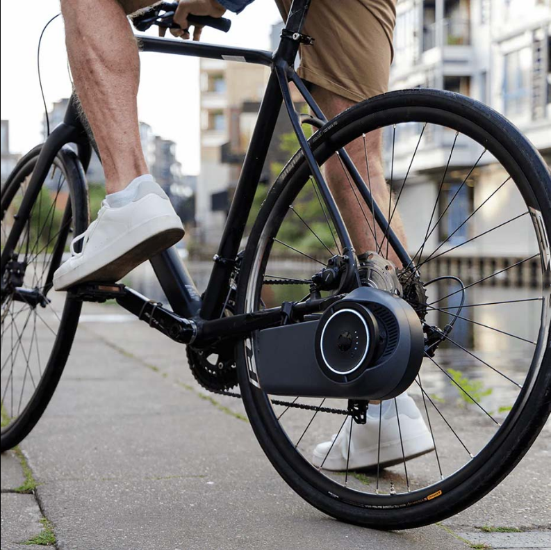 Removable E-Bike Conversion Drive System with Click-On Motor and Integrated Pedal Sensor