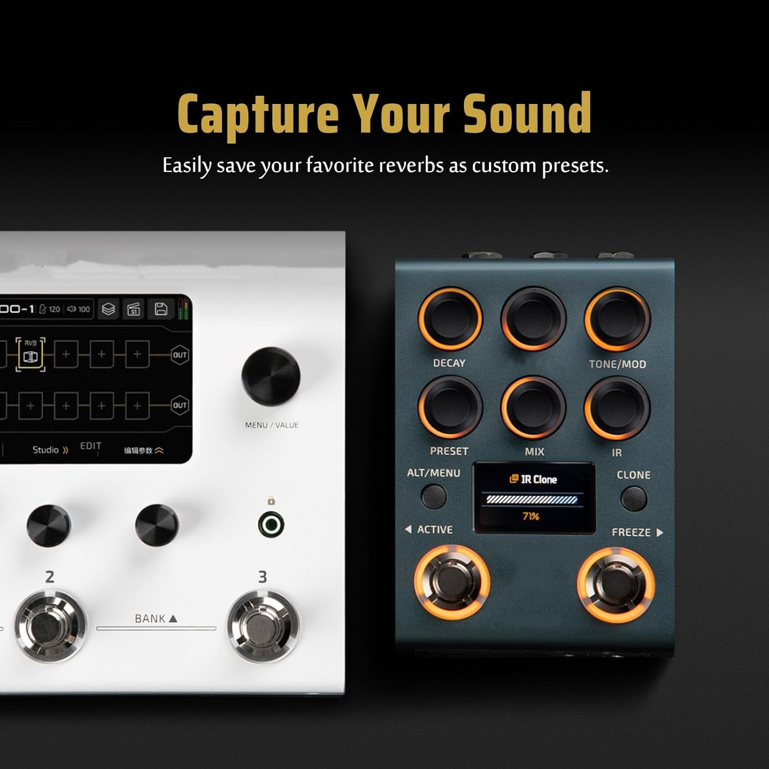 Stereo Convolution Reverb Pedal with Dual Reverb & IRs