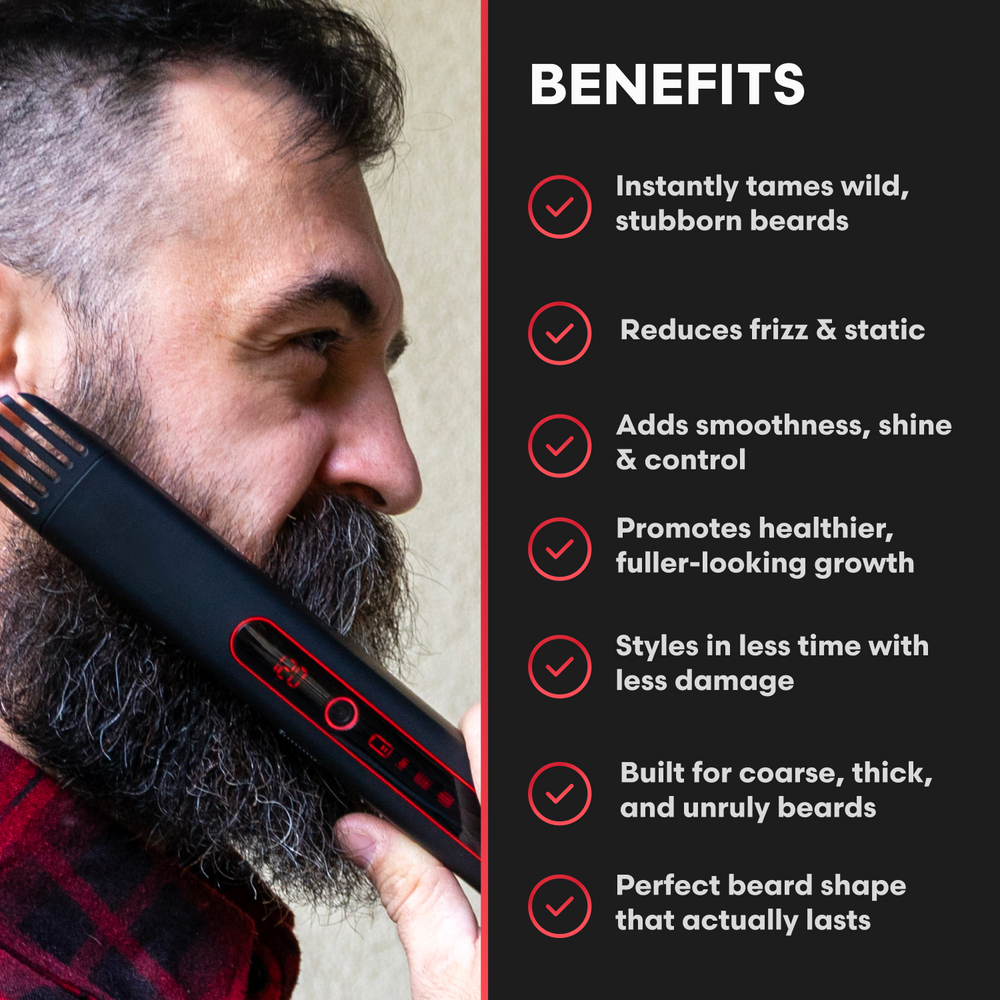 Professional Beard Straightener – 5-in-1 Styling Tool with Dual Battery & Infrared Technology 🧔✨