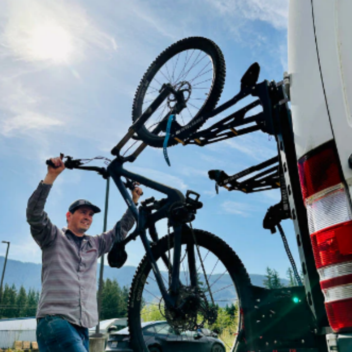 Collapsible Van Panel Bike Rack with Wheel Tie-Down