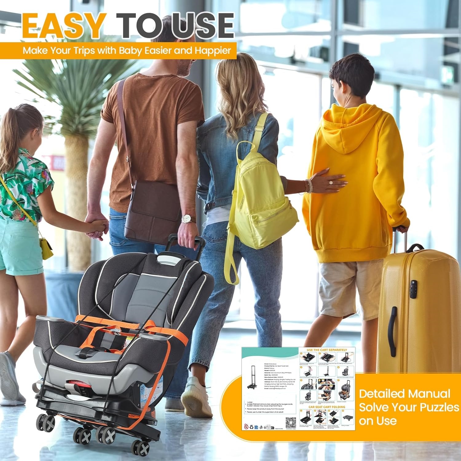 Car Seat Travel Bag with Wheels & Backpack Straps