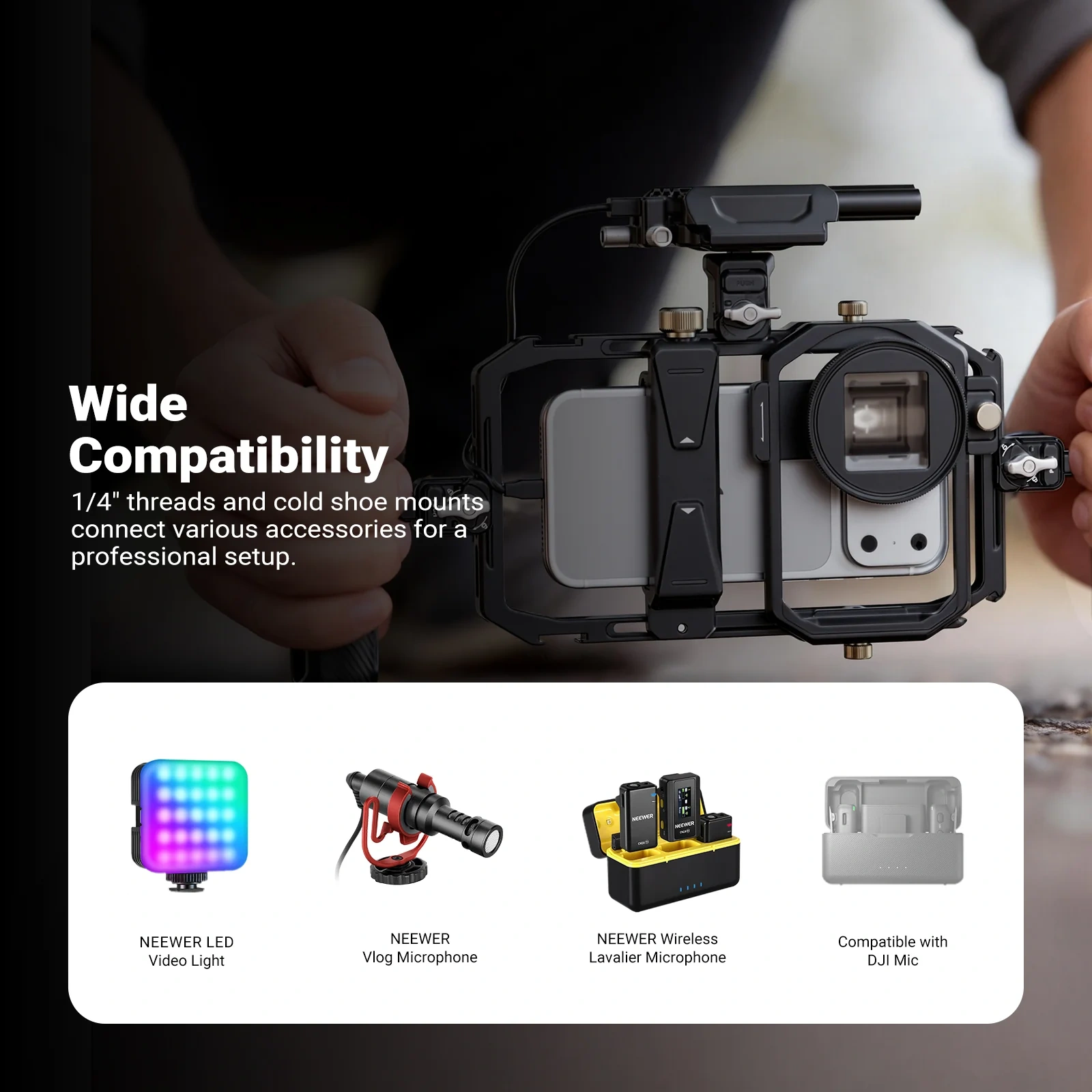 Phone Cage with 17mm Lens Mount & Filter Adapter