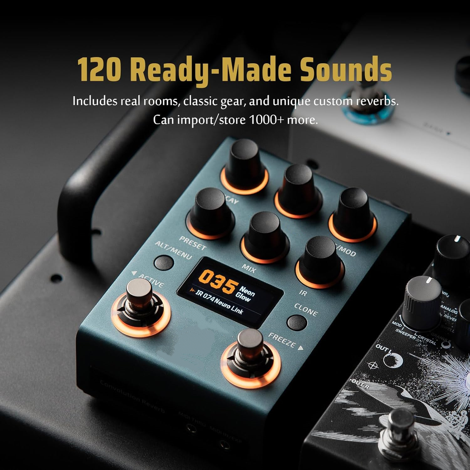 Stereo Convolution Reverb Pedal with Dual Reverb & IRs