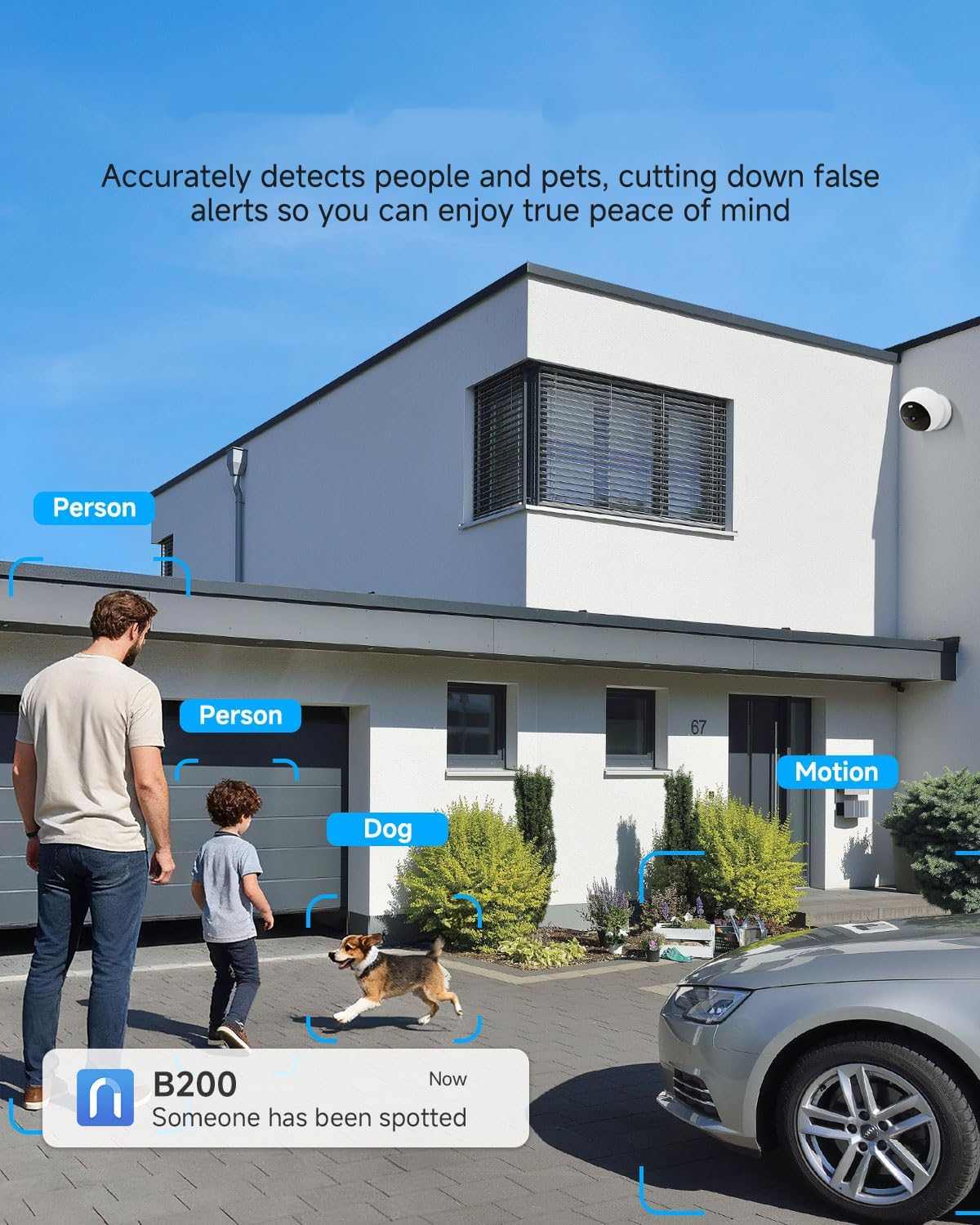 Wire-Free Security Camera  Motion-Activated Spotlight & AI Detection