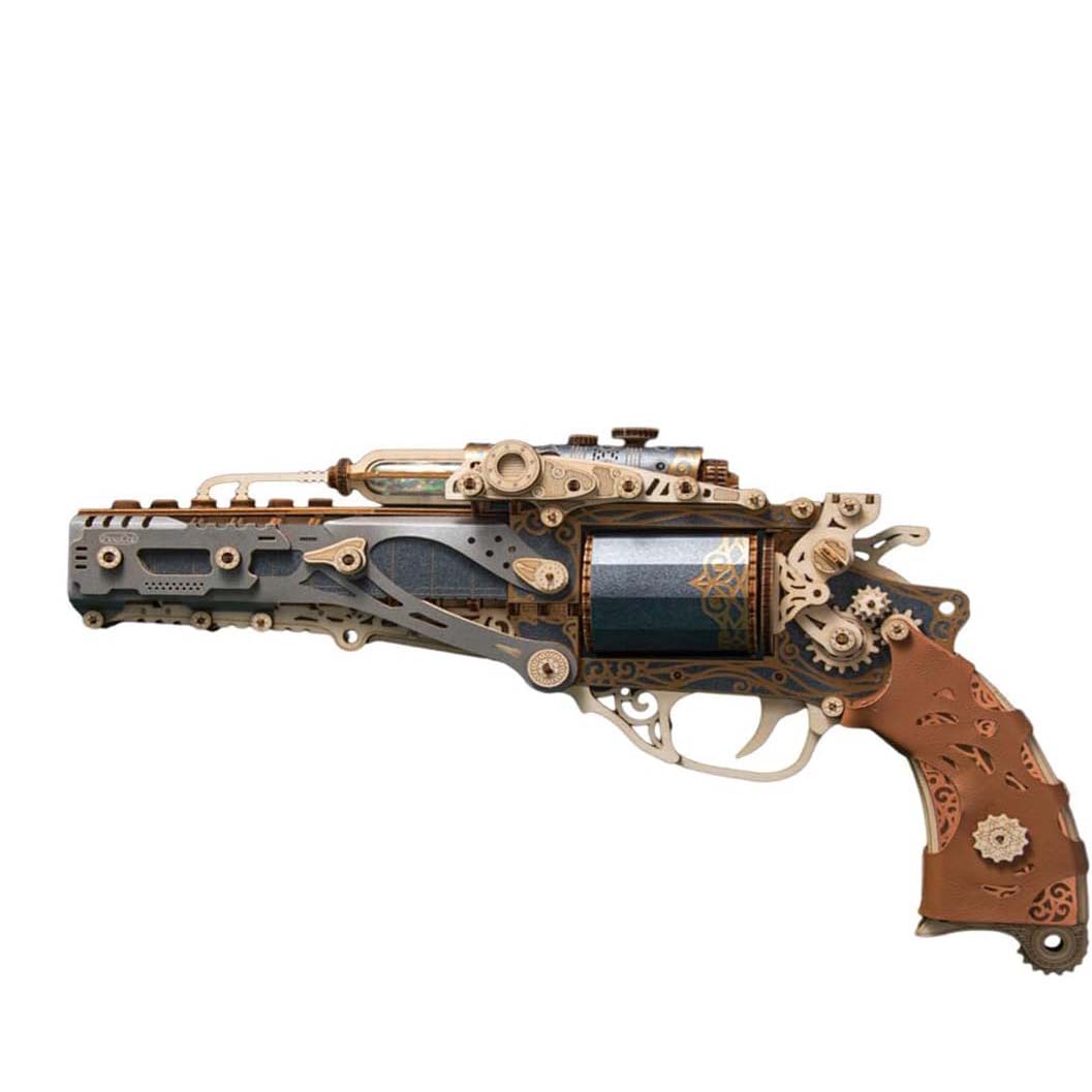 3D Wooden Revolver with Bullets Puzzle Kit – 318 Pieces