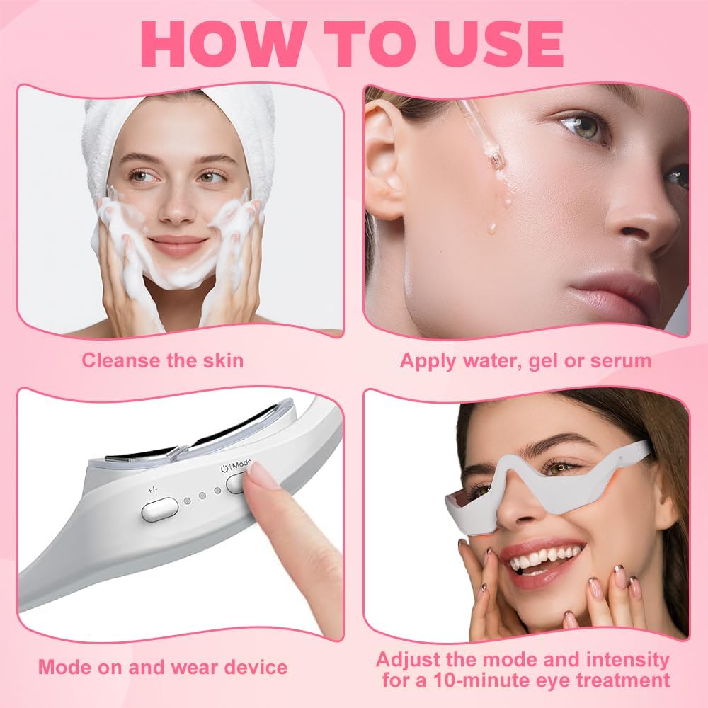 LED Red Light Therapy Eye Mask – Reduces Eye Bags, Dark Circles