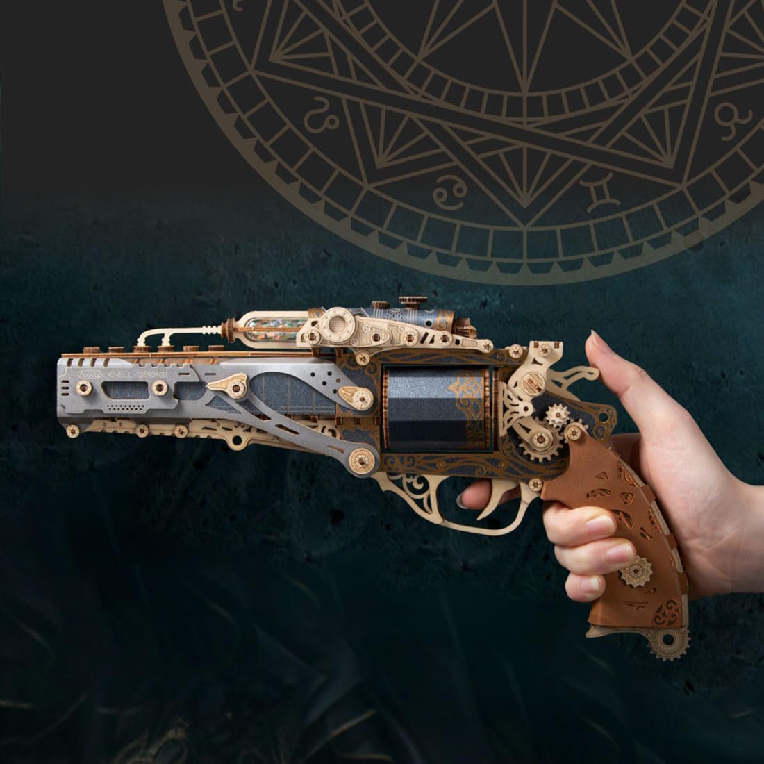 3D Wooden Revolver with Bullets Puzzle Kit – 318 Pieces