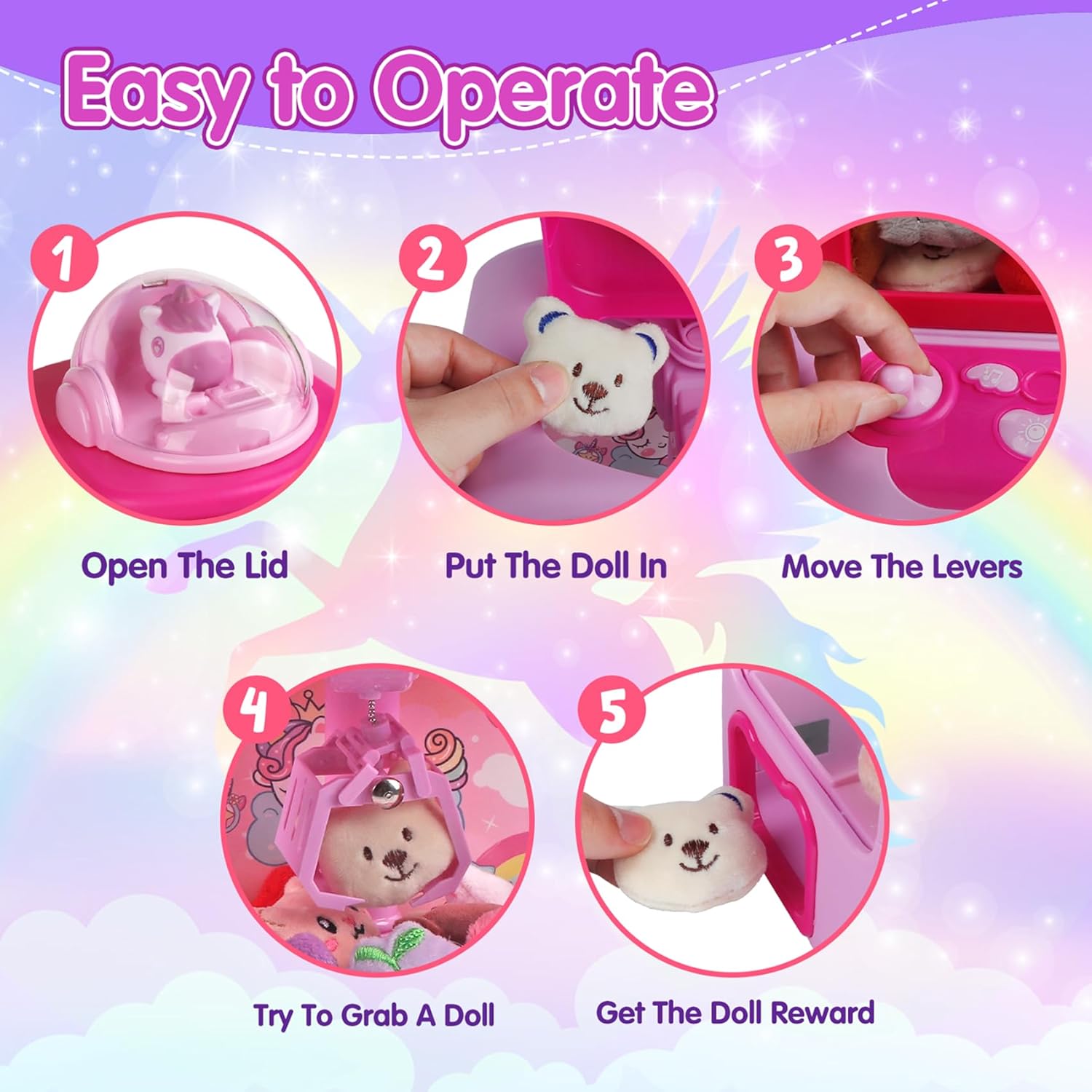 Kids Mini Claw Machine – Unicorn Candy Grabber Vending Toy