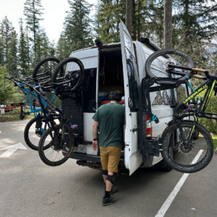Collapsible Van Panel Bike Rack with Wheel Tie-Down