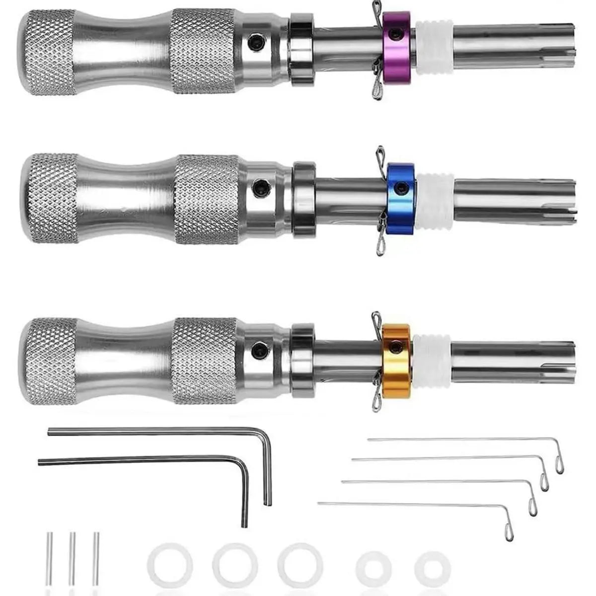 Tubular 7-Pin Lock Practice Tool Set – Stainless Steel Adjustable Tool